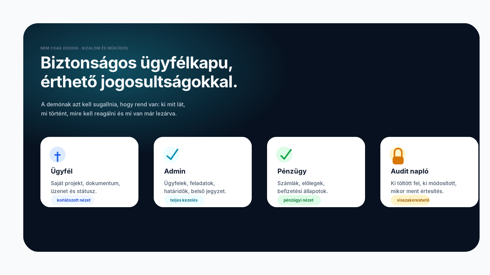 Jogosultságkezelési és audit napló képernyő